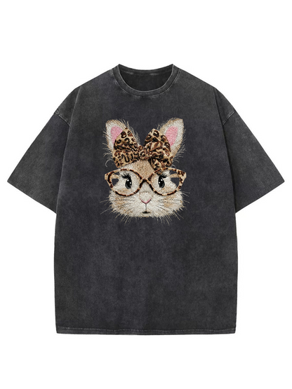 Vintage Retro Happy Easter Bunny Washed T-Shirt
