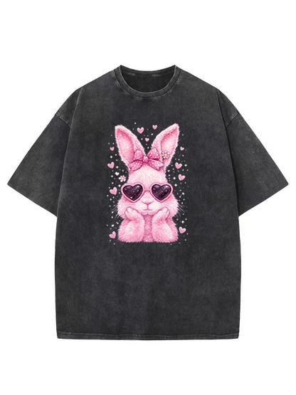 Vintage Cute Easter Bunny Washed T-Shirt