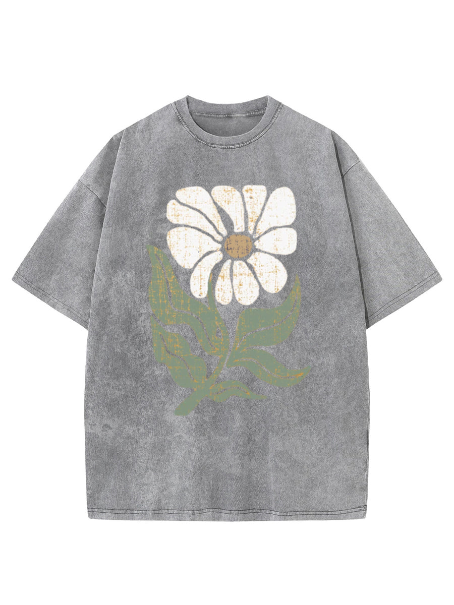Vintage Boho Daisy Flower Washed T-Shirt