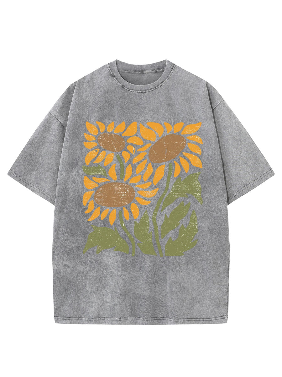 Vintage Boho Sunflower Washed T-Shirt