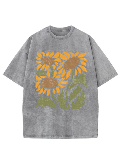 Vintage Boho Sunflower Washed T-Shirt