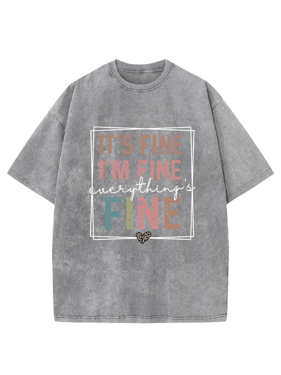 Plus Size Everything Is Fine Washed T-Shirt