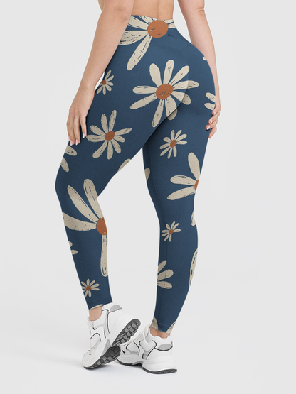 Vintage Oho Hand-Drawn Daisy Leggings
