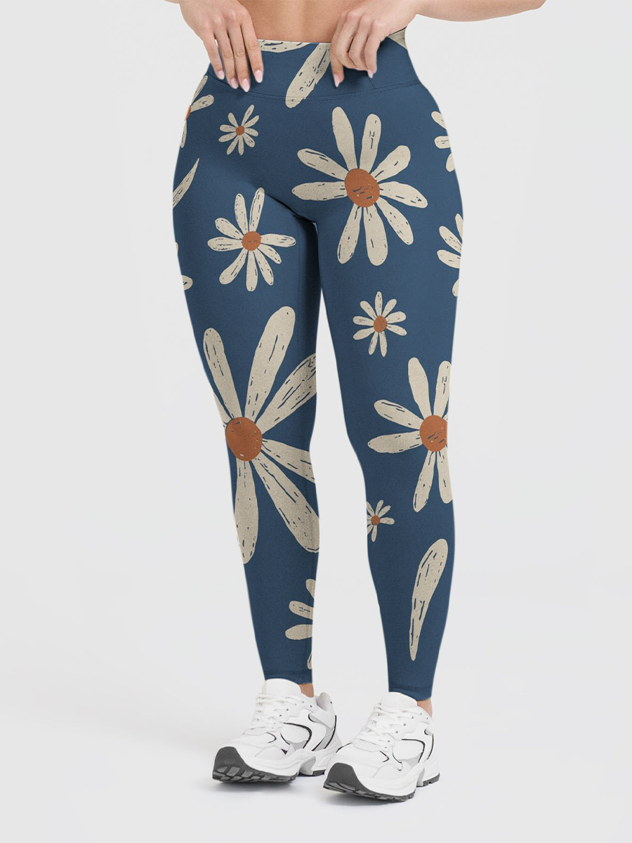 Vintage Oho Hand-Drawn Daisy Leggings