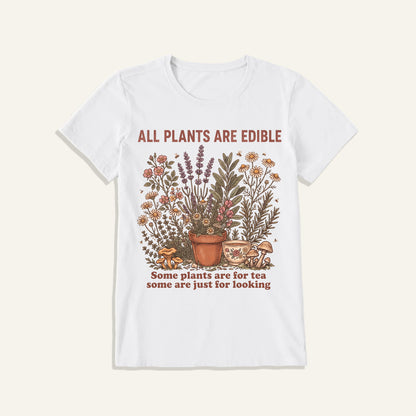 All Plants Are Edible Print Crew Neck Cotton Tee