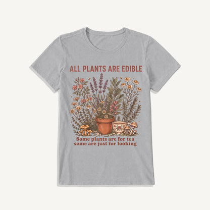 All Plants Are Edible Print Crew Neck Cotton Tee
