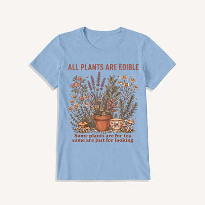 All Plants Are Edible Print Crew Neck Cotton Tee