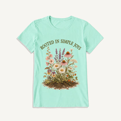 Rooted Wildflower Garden Print Crew Neck Cotton Tee