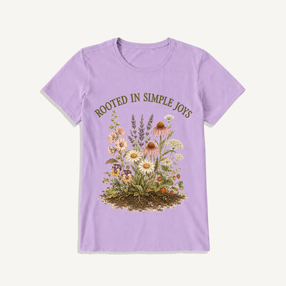 Rooted Wildflower Garden Print Crew Neck Cotton Tee