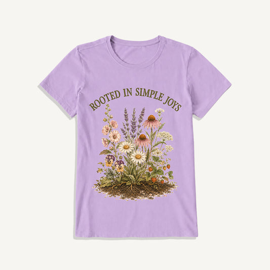 Rooted Wildflower Garden Print Crew Neck Cotton Tee