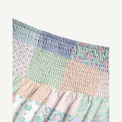 Vintage Quilt Patchwork Print Convertible Maxi Skirt & Strapless Dress