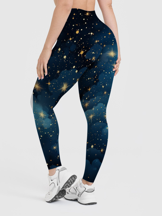 Vintage Whimsical Night Sky Starburst Leggings