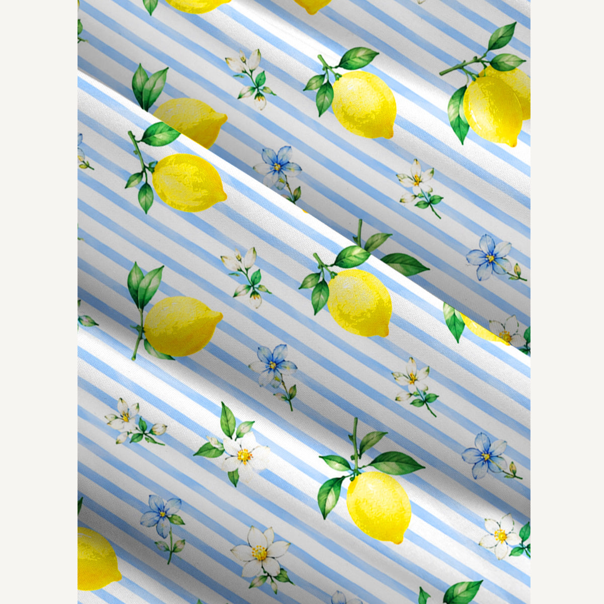 Summer Lemon Print Wide Straps Maxi Dress With Pockets
