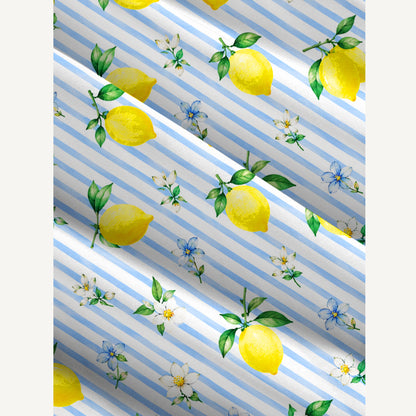 Summer Lemon Print Wide Straps Maxi Dress With Pockets