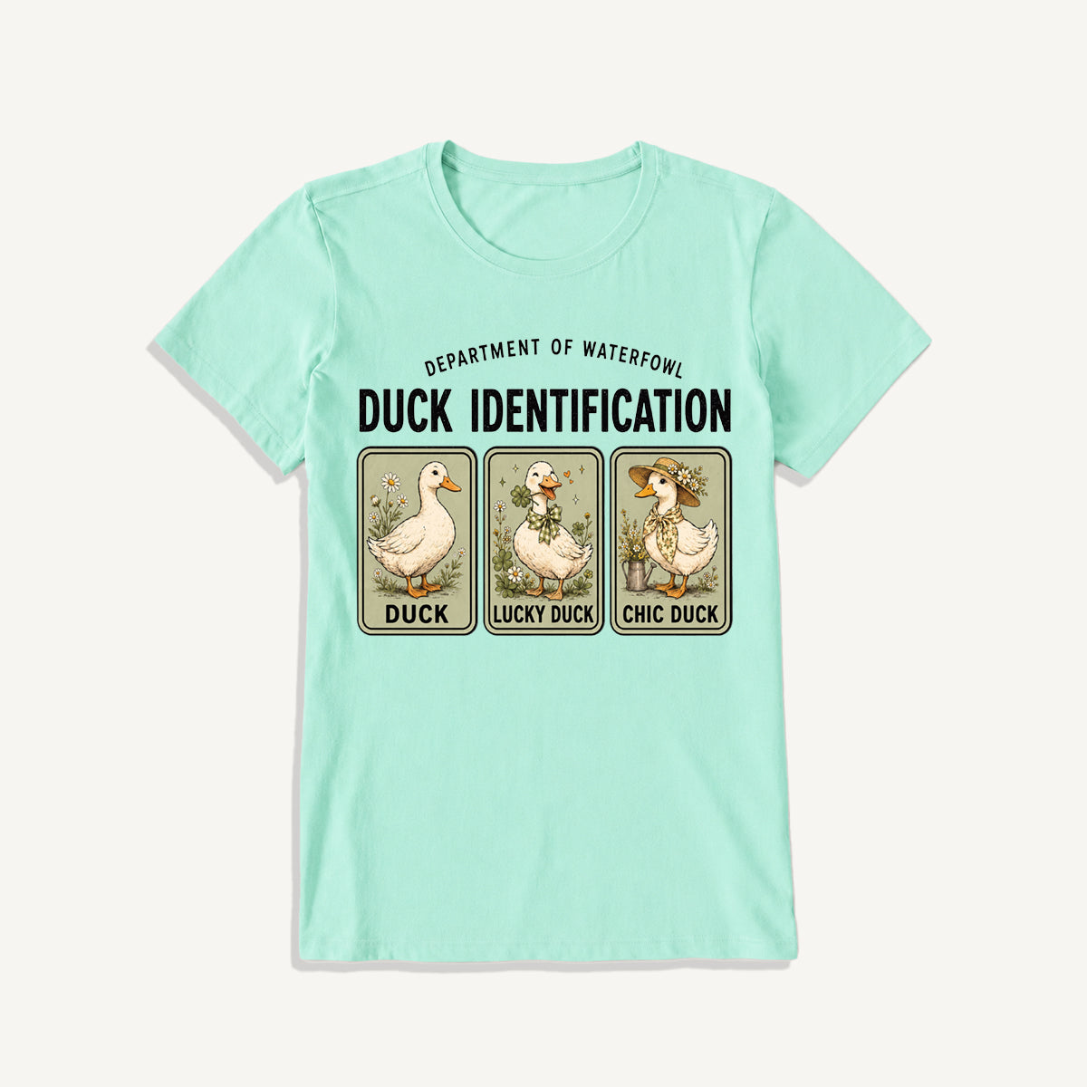 Duck Identification Print Crew Neck Cotton Tee