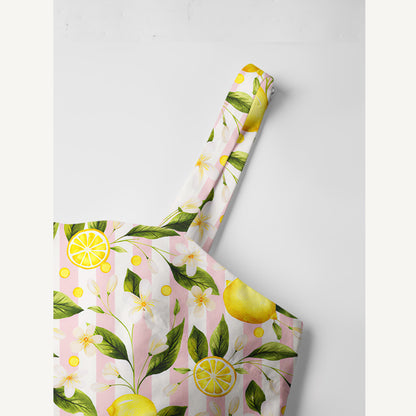 Lemon Grove Sunshine Print Cotton Wide Straps Maxi Dress With Pockets