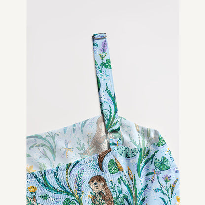 Otter Lily Escape Print Wide Straps Maxi Dress With Pockets