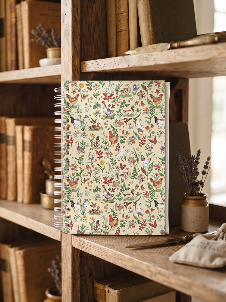 Countryside Garden Critter Print A5 Spiral Notebook