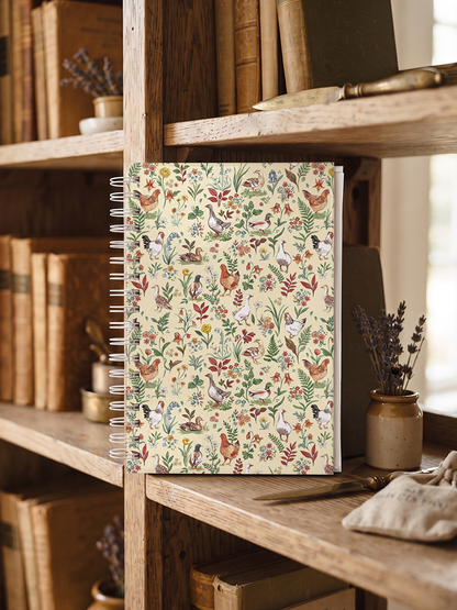 Countryside Garden Critter Print A5 Spiral Notebook