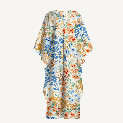 V‑Neck Breeze Meadow Kimono Sleeve Kaftan Dress