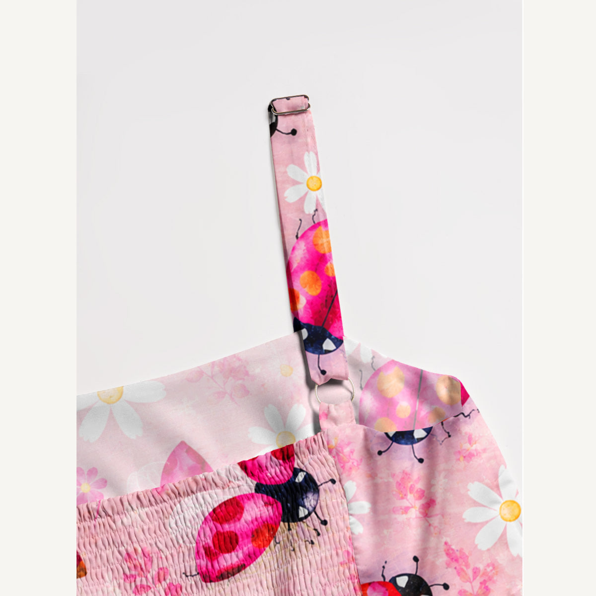 Daisy Ladybug Dance Print Wide Straps Maxi Dress With Pockets