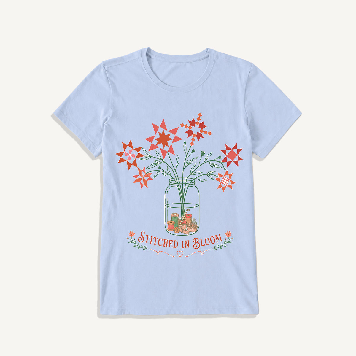 Stitched in Bloom Jar Print Crew Neck Cotton Tee