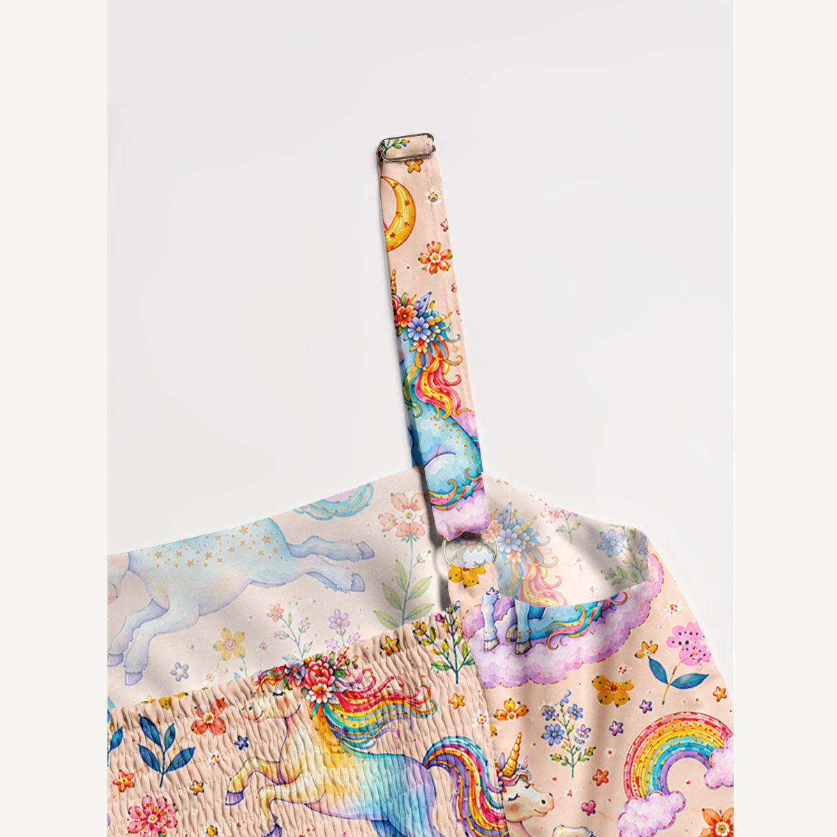 Unicorn Bloom Fantasy Print Wide Straps Maxi Dress With Pockets