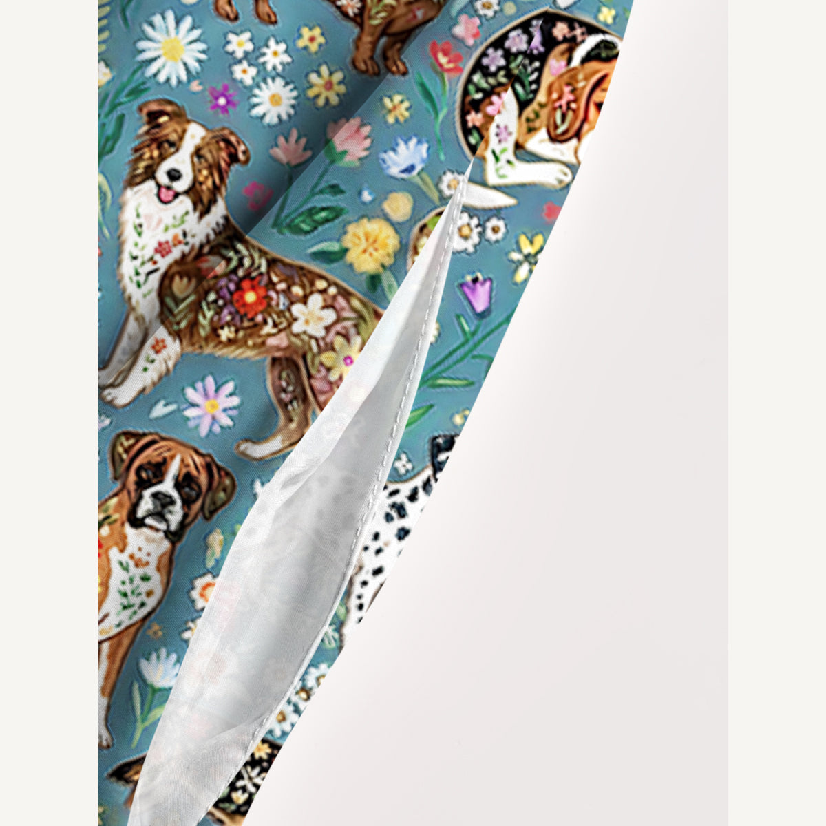 Cute Flower Dog Print Wide Straps Maxi Dress With Pockets