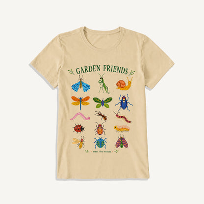 Garden Friends Insect Chart Print Crew Neck Cotton Tee