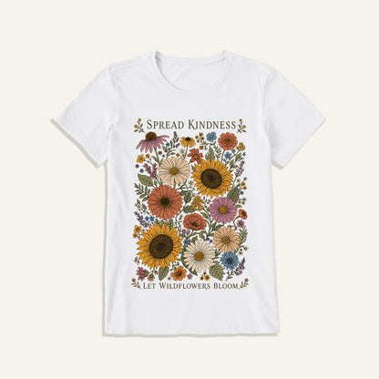 Kindness Wildflower Garden Print Crew Neck Cotton Tee