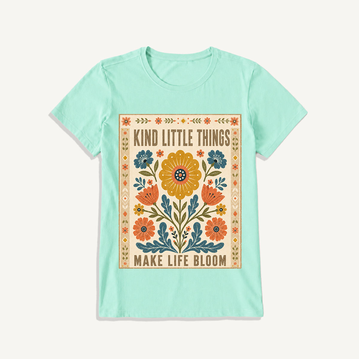 Kind Little Things Folk Bloom Print Crew Neck Cotton Tee