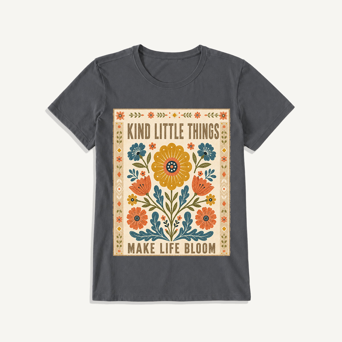 Kind Little Things Folk Bloom Print Crew Neck Cotton Tee