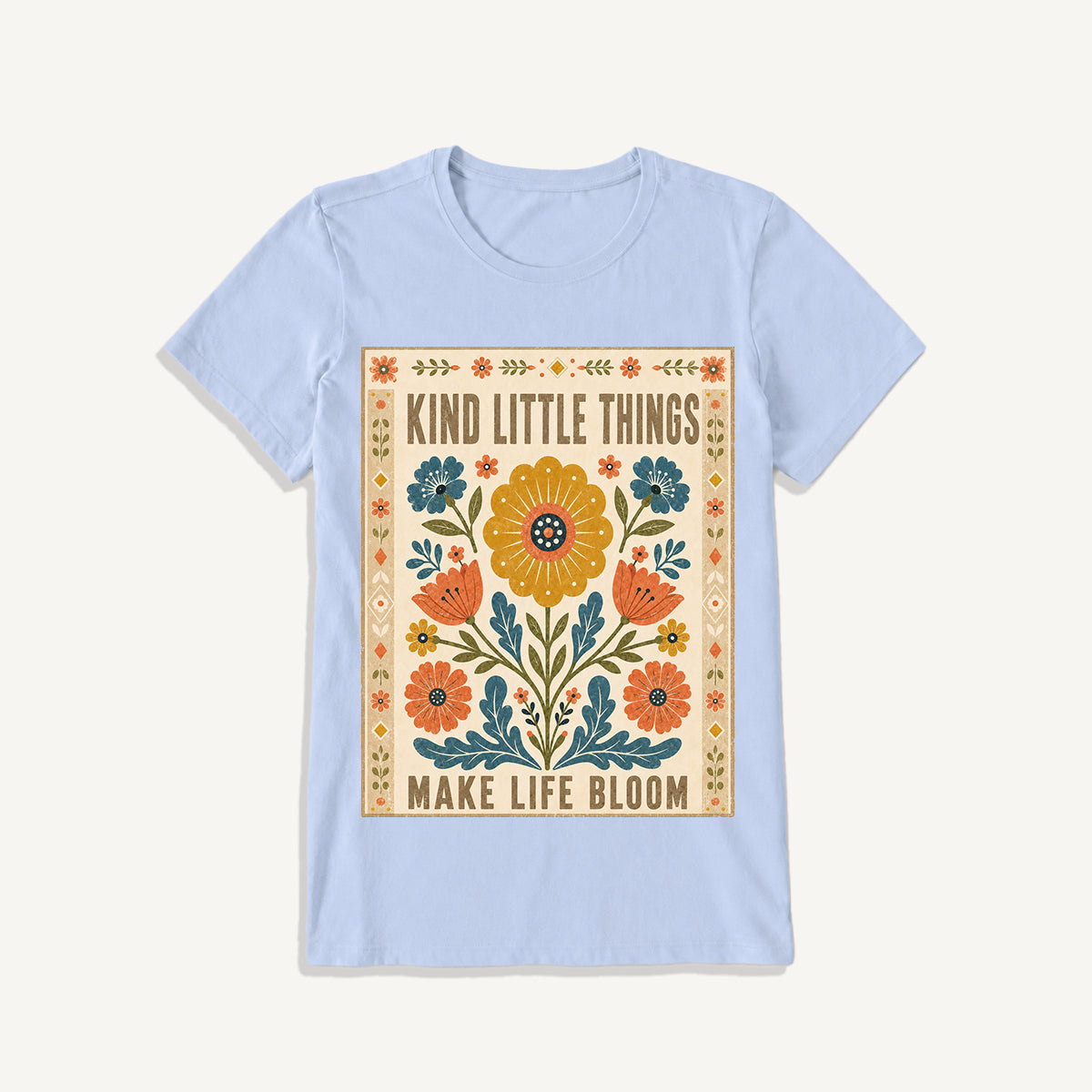 Kind Little Things Folk Bloom Print Crew Neck Cotton Tee
