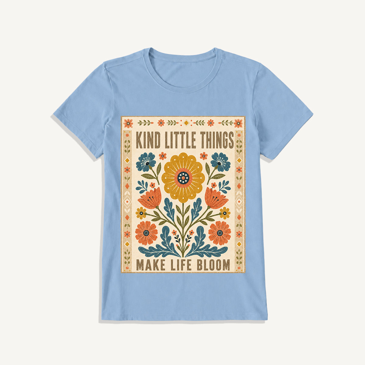 Kind Little Things Folk Bloom Print Crew Neck Cotton Tee