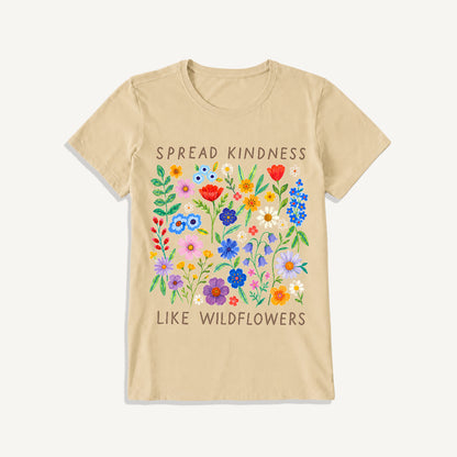 Spread Kindness Wildflowers Print Crew Neck Cotton Tee