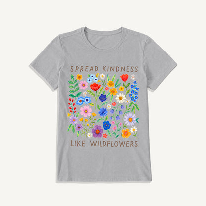 Spread Kindness Wildflowers Print Crew Neck Cotton Tee