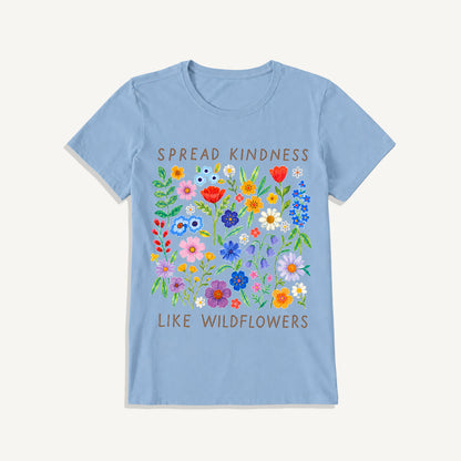Spread Kindness Wildflowers Print Crew Neck Cotton Tee