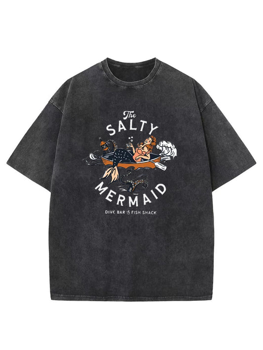 Vintage The Salty Mermaid Dive Bar Washed T-Shirt