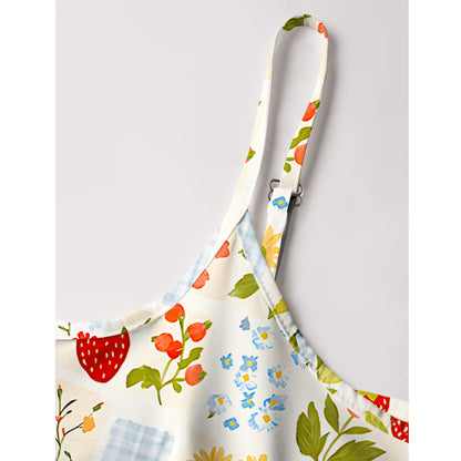 Strawberry Garden Patchwork Print Spaghetti Strap Mini Dress