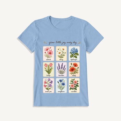 Little Joy Botanical Cards Print Crew Neck Cotton Tee