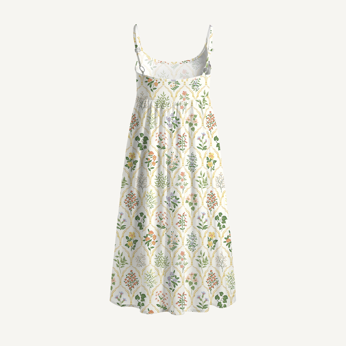 Warm Grid Floral Whisper Print Spaghetti Strap Mini Dress
