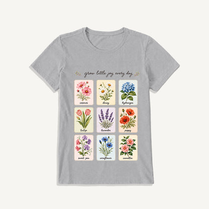 Little Joy Botanical Cards Print Crew Neck Cotton Tee