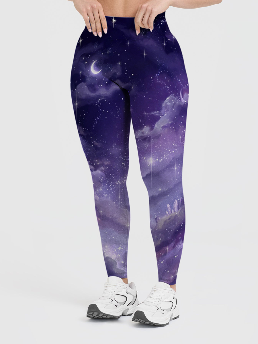 Vintage Celestial Starry Background Leggings