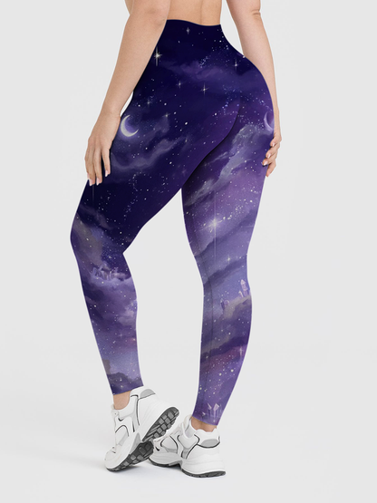 Vintage Celestial Starry Background Leggings