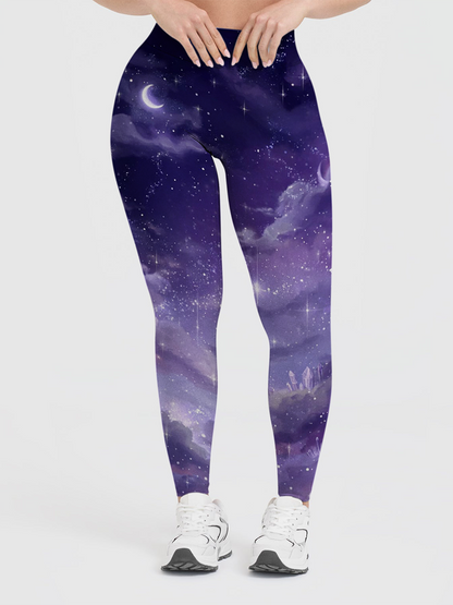 Vintage Celestial Starry Background Leggings