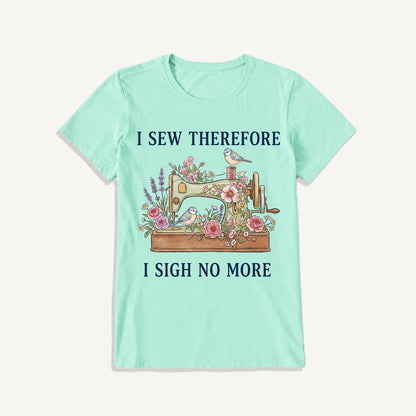 Floral Bird Sewing Serenity Print Crew Neck Cotton Tee