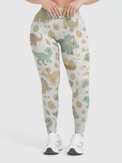 Vintage Muted Earthy Dinosaurs Leggings