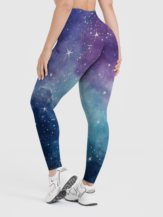 Vintage Watercolor Galaxy Leggings