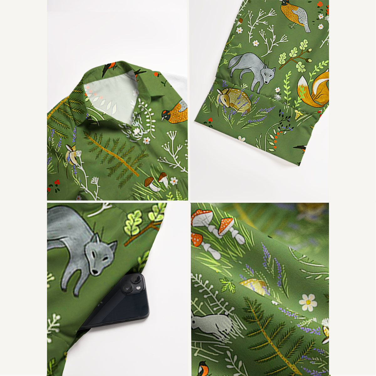 Whimsical Woodland Animals Print Midi Dress For Women With Pockets