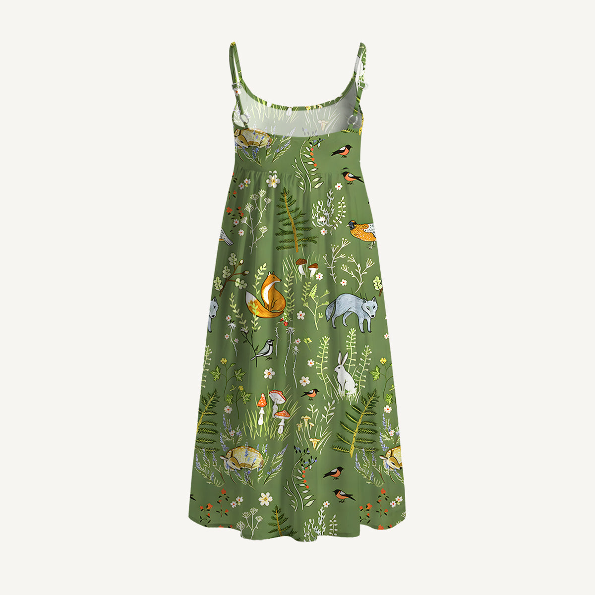Whimsical Woodland Animals Spaghetti Strap Mini Dress